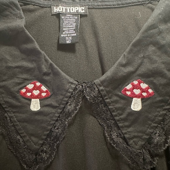 HOT TOPIC MUSHROOM ๐ LACE COLLAR TIERED BABYDOLL DRESS SIZE(M) - Picture 9 of 15